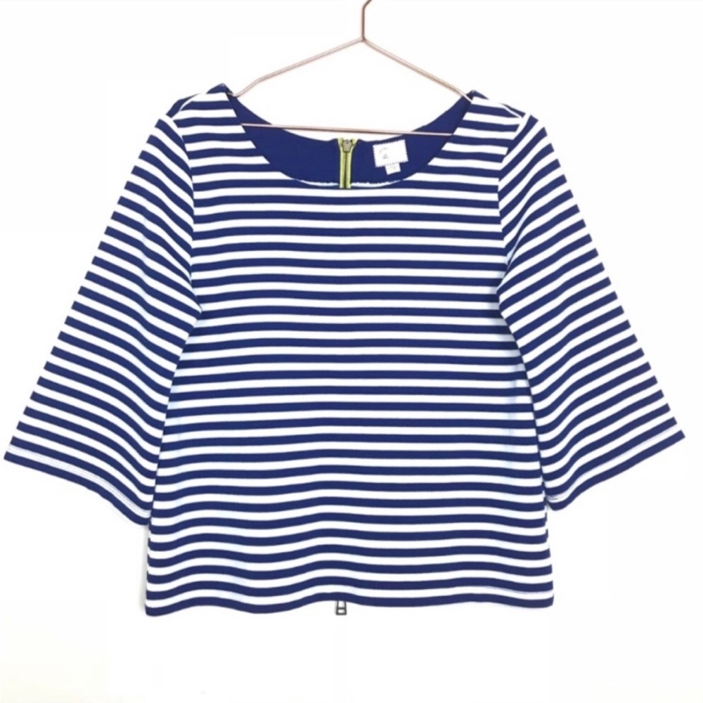 Anthropologie Postmark Blue Striped Genoa Top